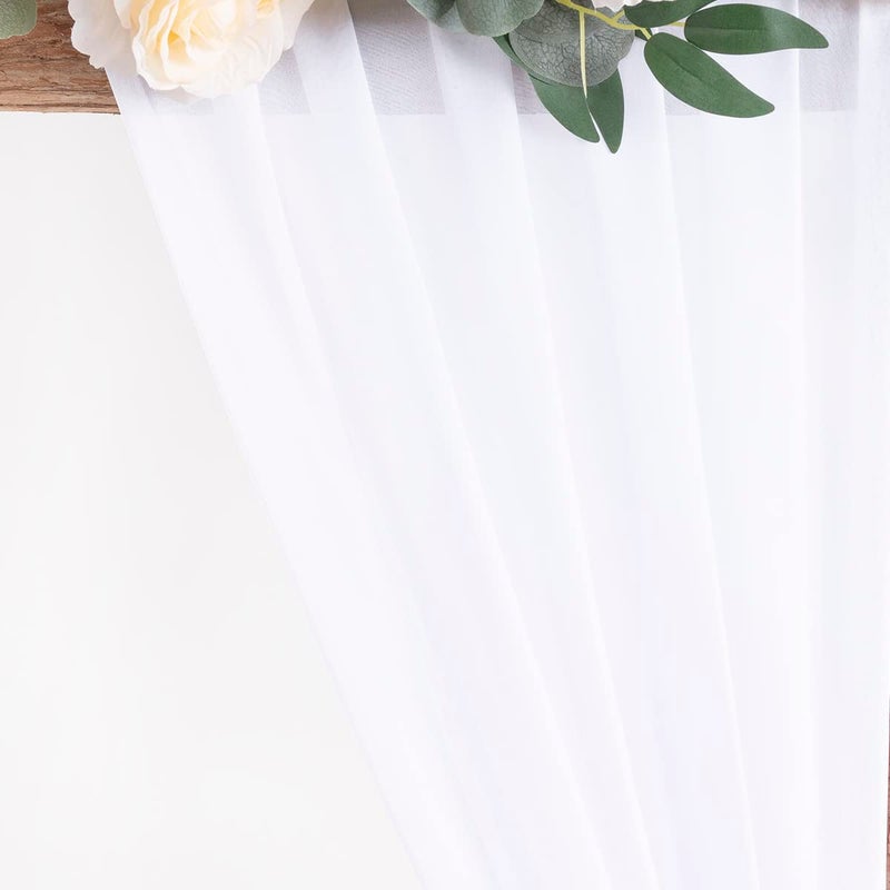 MLMW White 5 Yards 60"" Wide Sheer Fabric Chiffon Fabric by The Yard Continuous Solid Color Draping Fabric for Wedding Party Backdrop - Image 3